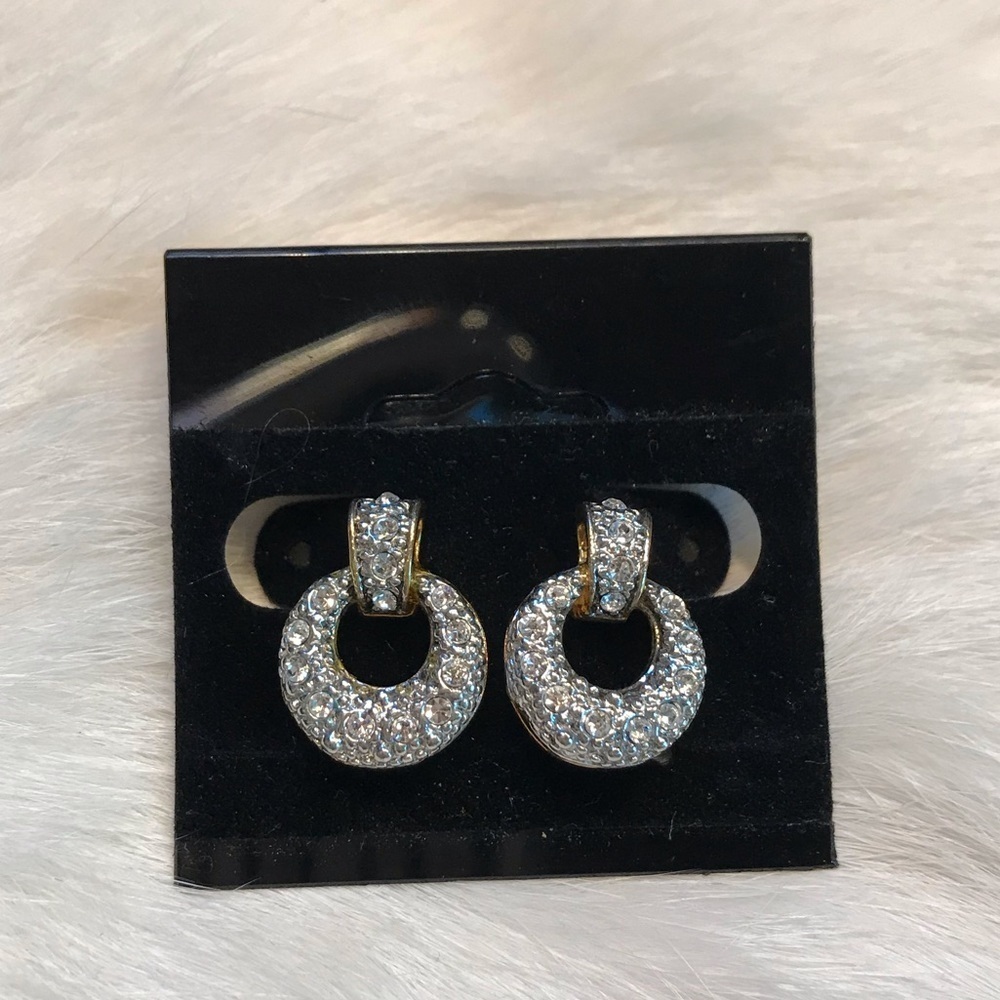 Avon Vintage Faux Diamond Pave Goldtone Earrings